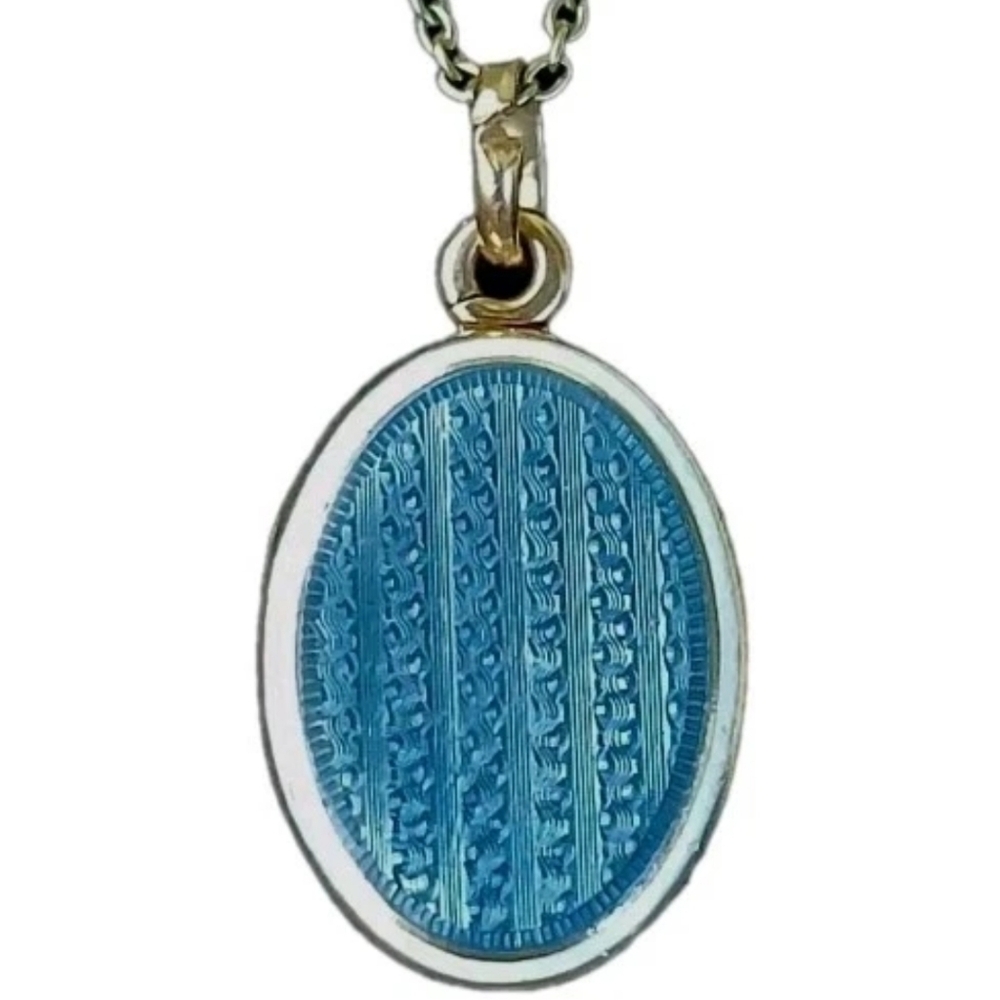 Antique 14k Gold Enamel Locket Pendant Necklace Carter & Gough